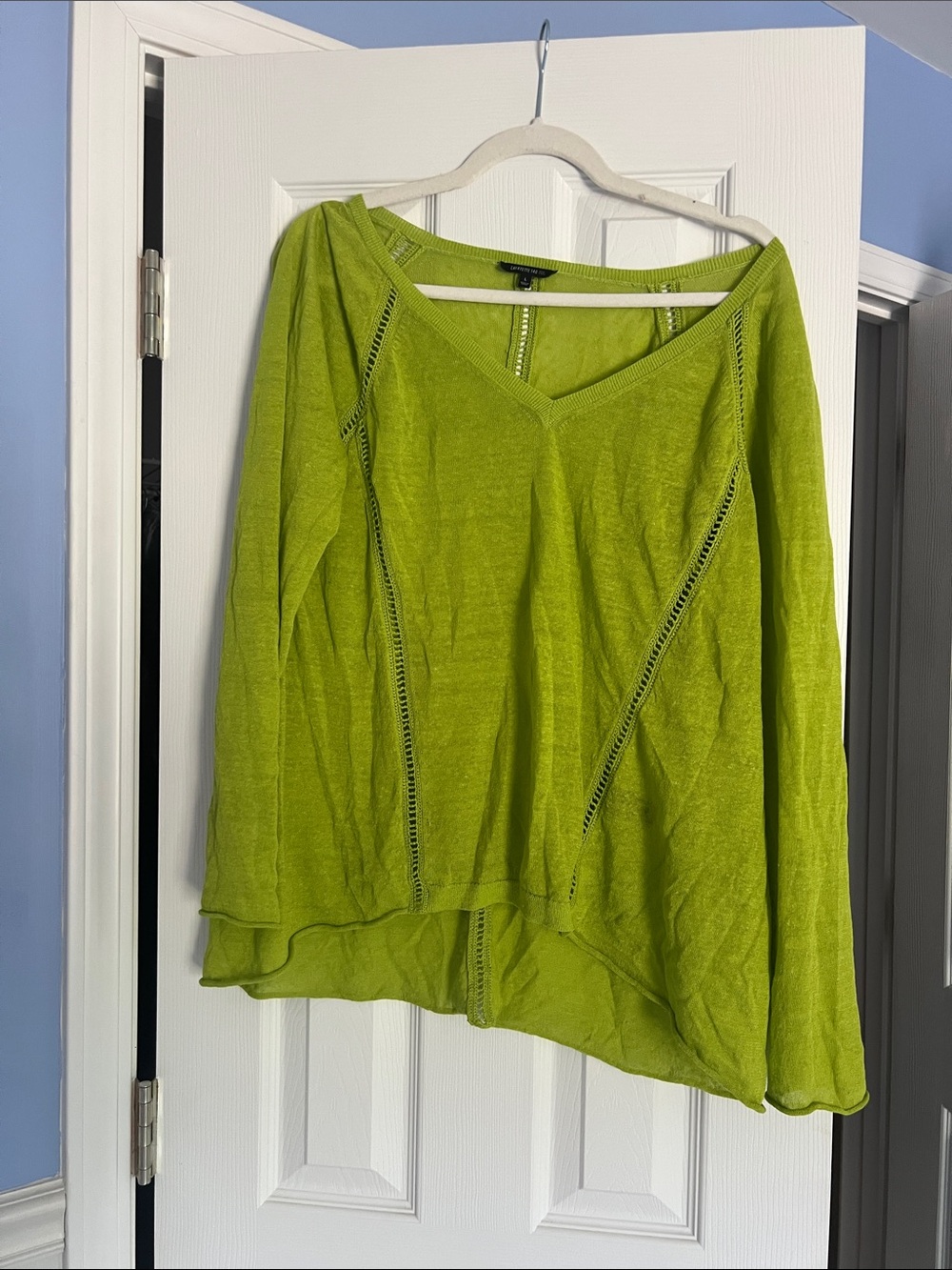 Lafayette 148 Lime Green Lightweight V-Neck Women's Top